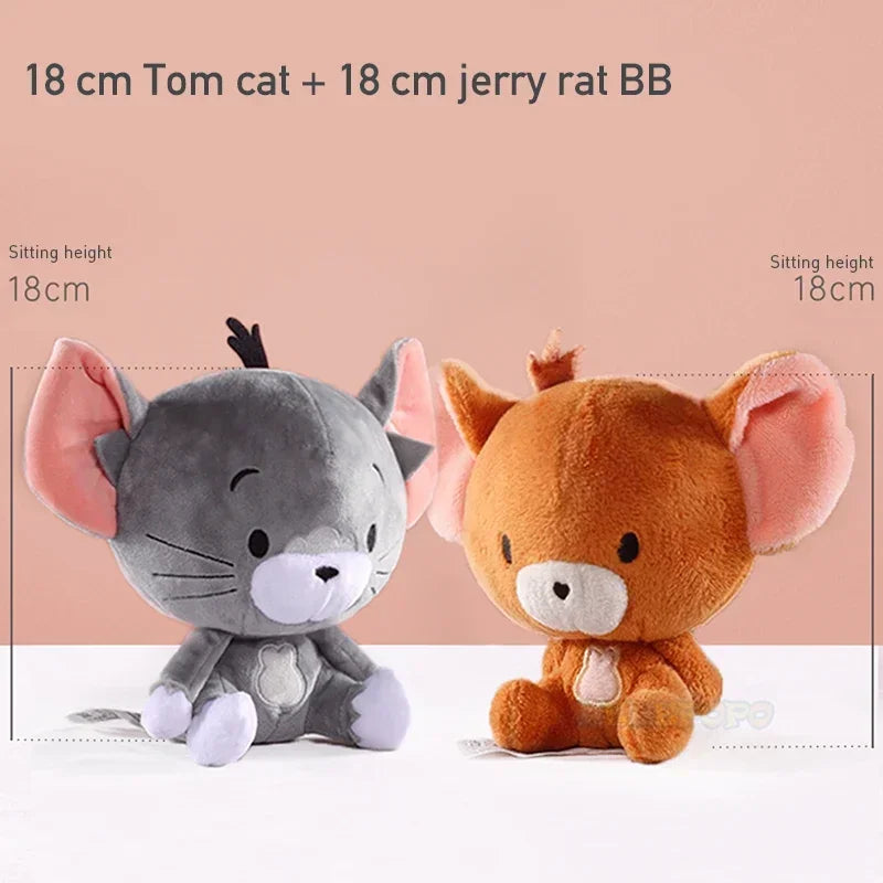 Original 18cm Tuffy Doll Tom and Jerry Plush Toys Cute Tom Cat Throw Pillow Doll Tefie Mouse Action Cartoon Doll.