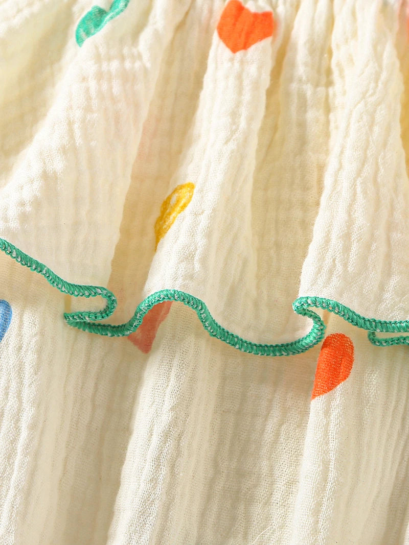 Sommer-Hosenträger-Body für Babys von 0–2 Jahren, herzbedruckt, einteilige Säuglingskleidung, ärmelloser Overall für Kleinkinder mit Hut.