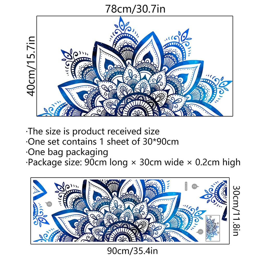 Mandala Lotus PVC Wall Sticker Eid Mubarak Lotus Flower Datura Zen Decorative Decals Sticker 30x90cm Home Wall Decoration.