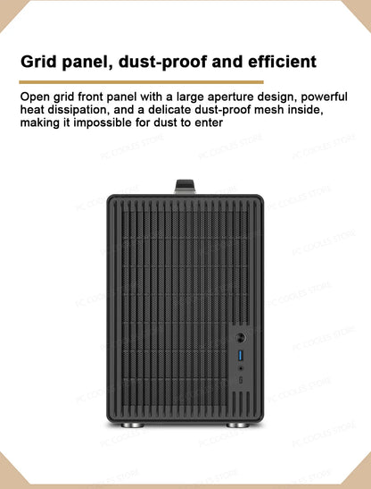 Power Train P40 MATX Mesh Case Handheld DIY Mini Compact ITX Type-c Desktop Game Computer Chassis Supports 350mm Graphics Card.