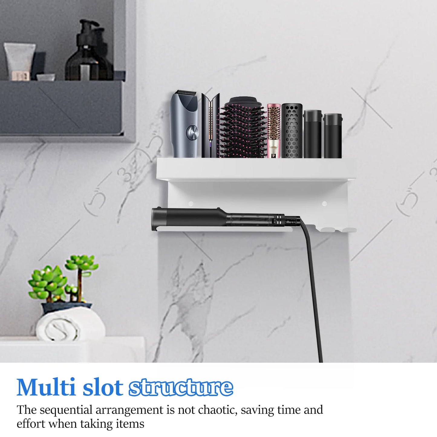 Haartrockner-Halter, Wandmontage, Aufbewahrungsregal, Dyson Airwrap-Halter mit speziellem Steckerschlitz, Haarpflege-Werkzeug, Badezimmer-Organizer