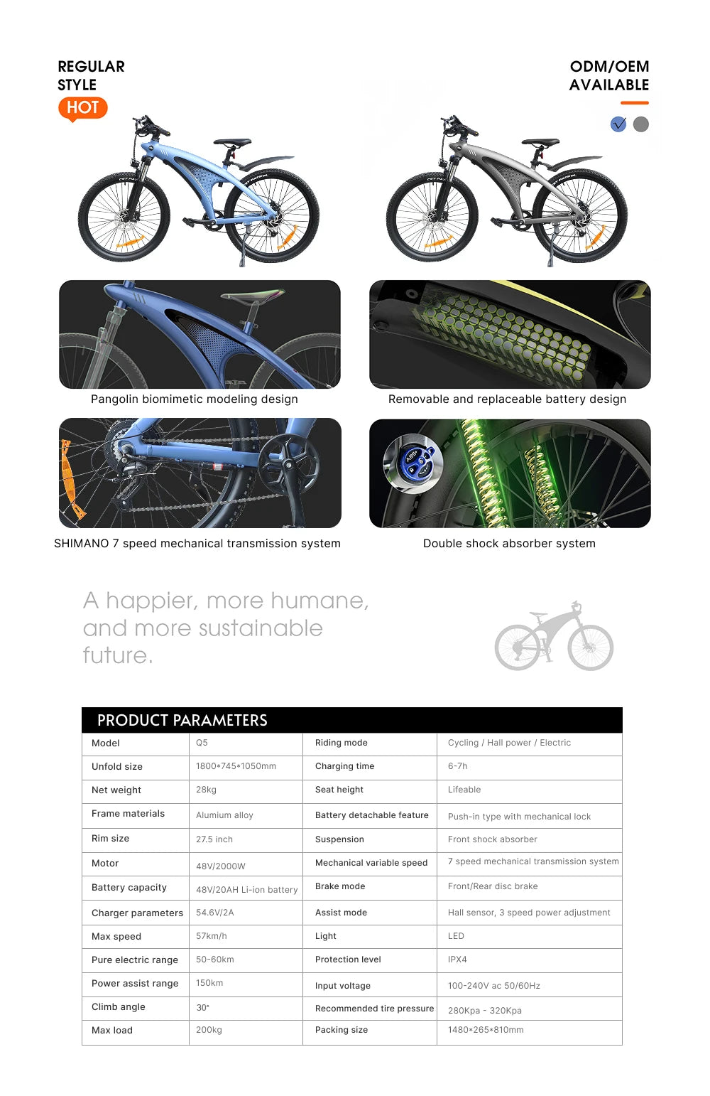 HUANCI Q5 electric bike 2000W electric bikes 27.5 Inch Electric bicycle  48V 20AH  electric e bike Mountain adults ebike fatbike