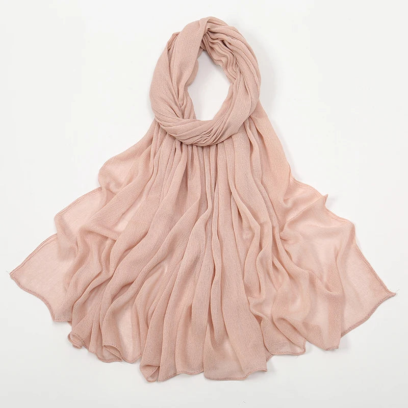 New Arrival Crinkle Rayon Hijab Women Muslim Scarf Shawls Solid Headscarf Wraps Big Size Plain Islamic Turban Headbands Foulard
