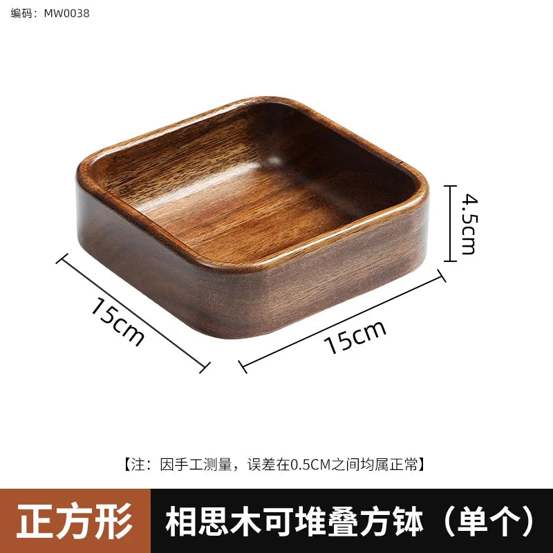 Acacia Wood Dried Fruit Plate High-grade Wooden Fruit Plate Snacks Home Refreshment Tray Nut Box Organizer.