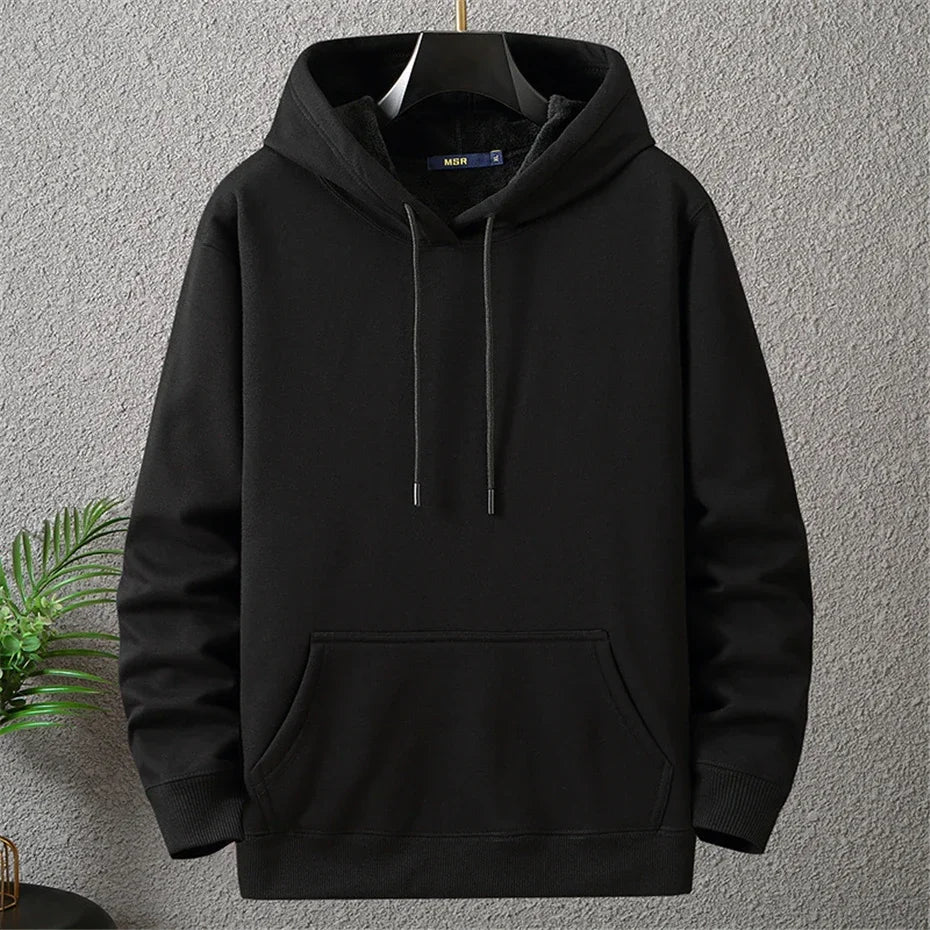 Large Size Men's Hoodie Jacket Hooded Long Sleeve Thick Warm Fleece Lined Sweatshirt Male Casual Winter 10XL 12XL Extra Big Plus