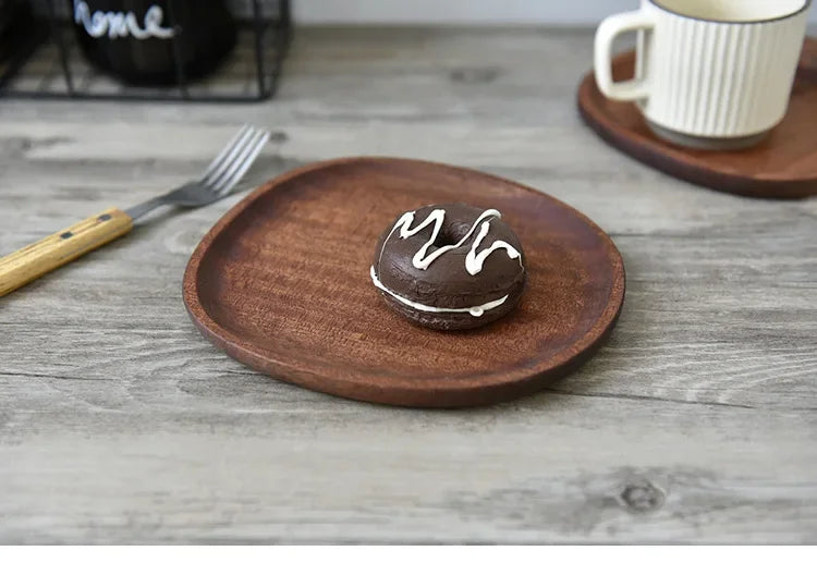 Solid Wood Serving Tray Oval Tea Tray Decorative Wood Plate Fruit Tray Vegetable Platter Home Bread Dessert Cake Plate Tableware.