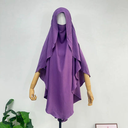 2025 Summer Muslim Women's Hijabs Traditional Soft Plain Scarf Khimar One Layer Stretch Soft Split Traditional Zip Chador