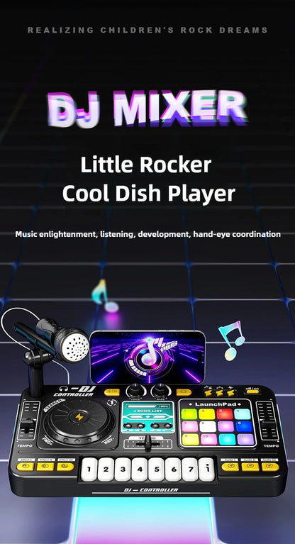 Multifunctional DJ Mixer Children Simulation DJ Controller Live Sound Card Music Player Whac A Mole Game Toys Kids Birthday Gift.