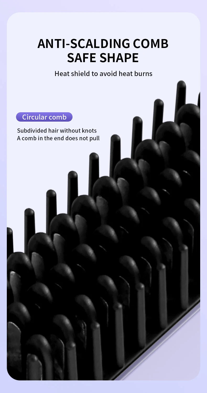 Electric Heating Straight Hair Comb LCD Screen USB Wireless Portable Negative Ion Styling Tool Rechargeable Straightening Brush.