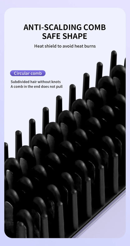 Electric Heating Straight Hair Comb LCD Screen USB Wireless Portable Negative Ion Styling Tool Rechargeable Straightening Brush.