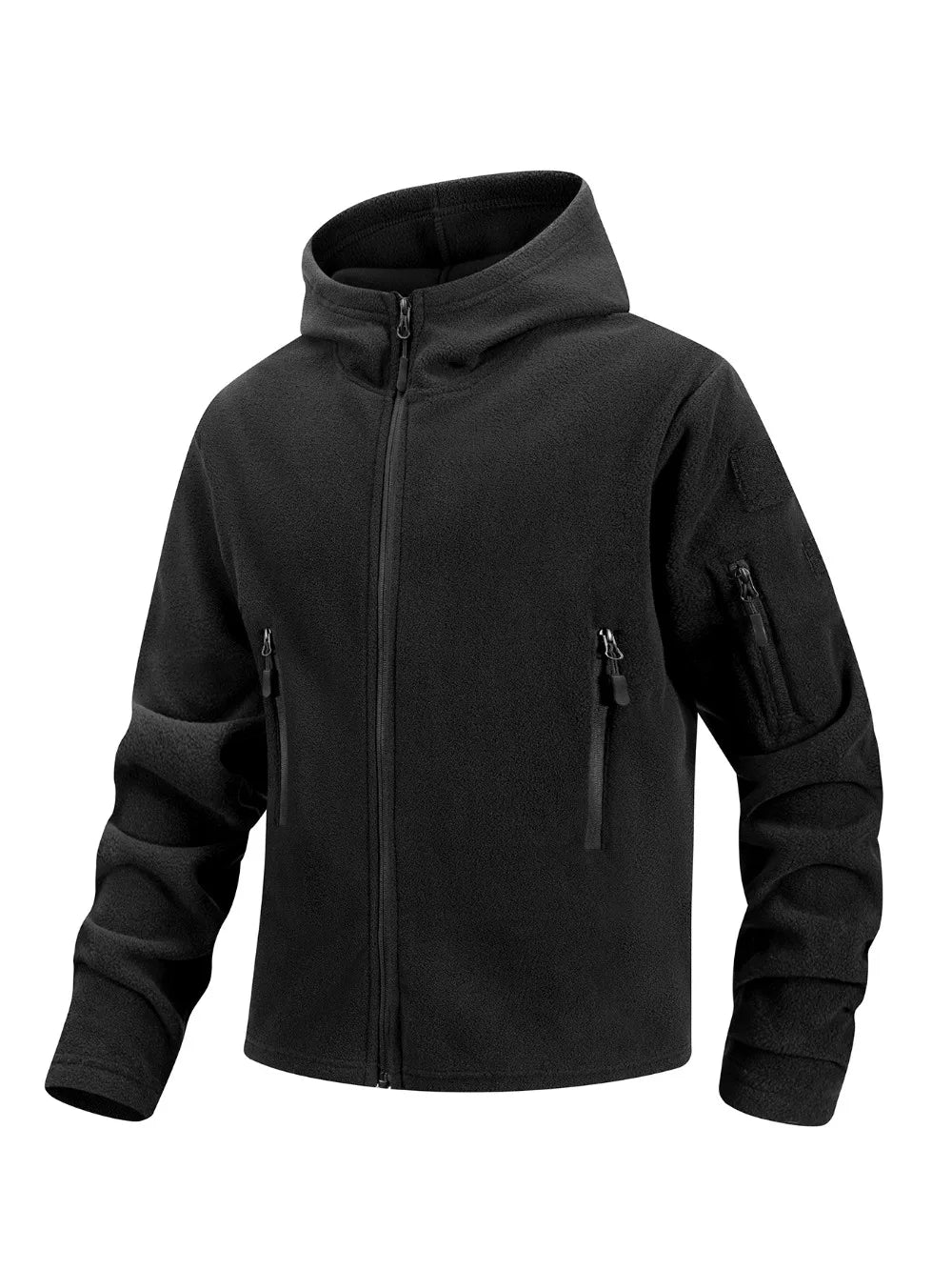 Men's Polar Fleece Zipper Hooded Jacket Autumn Winter Thermal Warm Work Coats Full-Zip Up Windproof Outdoor Hoodie Sweatshirt.