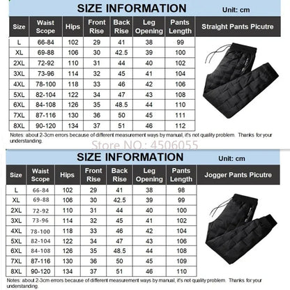 Winter Duck Down Pants Men Outdoor 8XL 7XL 6XL Plus Size Warm Padded Thicken Waterproof Thermal Trousers Windproof Male Jogger.