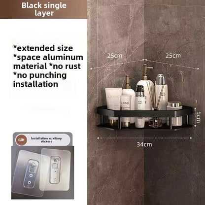 Kein Stanzen erforderlich, Badezimmerregal, Aluminiumlegierung, Shampoo-Regal, Make-up-Organizer, Duschregal, Badezimmer-Accessoires, Eckregal