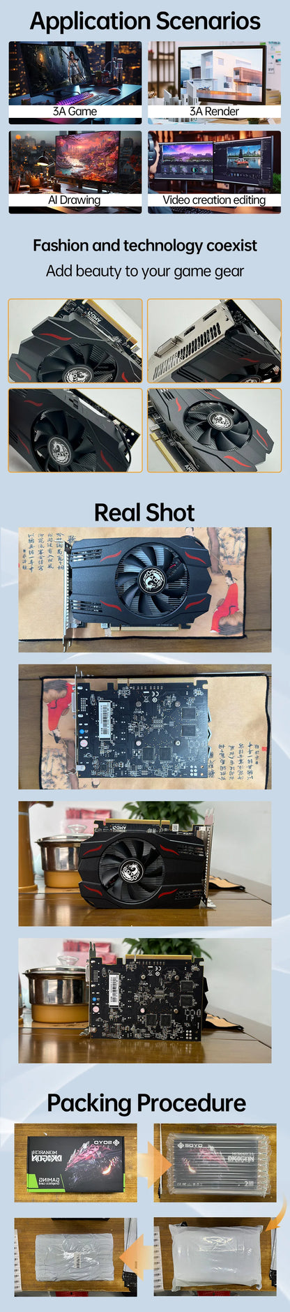 SOYO AMD Radeon RX550 4GB GPU GDDR5 14nm For Desktop PC Games Video RX560 Graphics Card 128bit  RX 550 Computer Components.