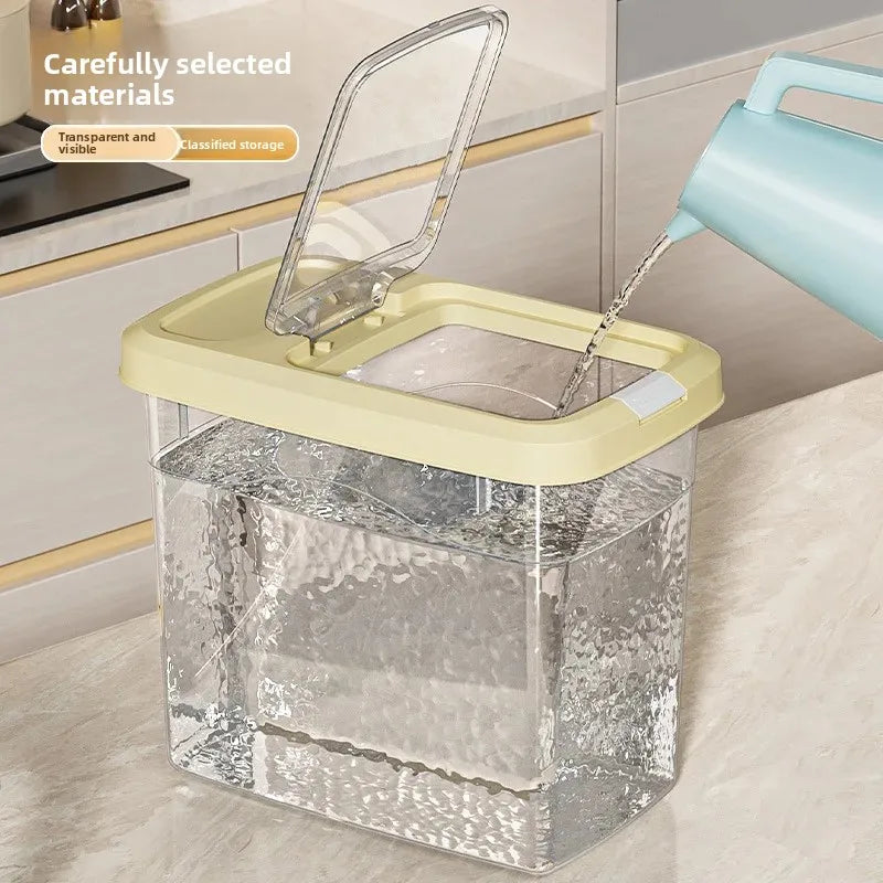Food Grade Press to Open Seal Moisture Proof Insect Resistant Large Capacity Grain Storage Box Home Use Rice Tub for Grains.