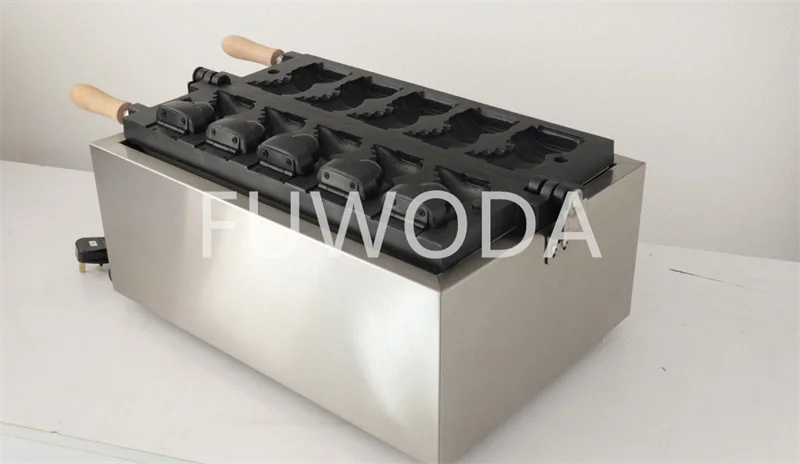 Customizable Electric 110V/220V Non-sticking Stainless Steel Dinosaur Waffle Making Machine Open Mouth Taiyaki Waffle Machine.