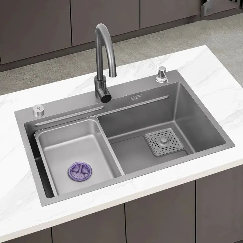 Stainless Steel Kitchen Sink Household Large Single Slot Wash Dish and Wash Vegetables Basin Multifunctional Undermount Basin