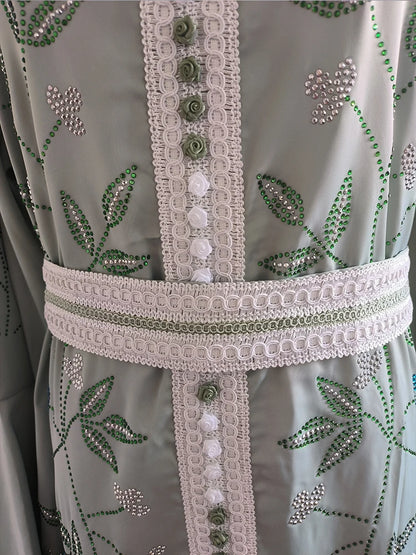 Indien Türkei Muslimischen Abaya Kleider Frauen Elegante Diamant Hochzeit Abend Party Kleid Spitze Gürtel Abaya Marokko Kaftan Robe