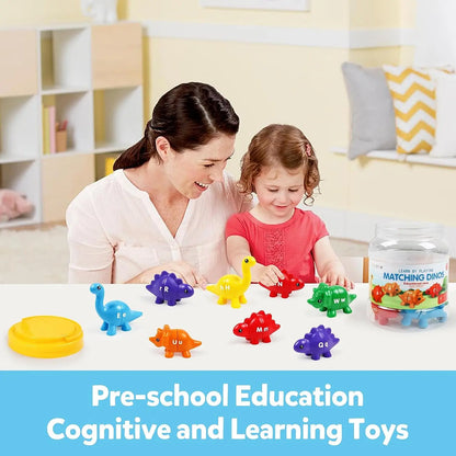 Matching Letters Dinosaur Toy Double-Sided ABC Letters Montessori Preschool Educational Fine Motor Toy Gift.