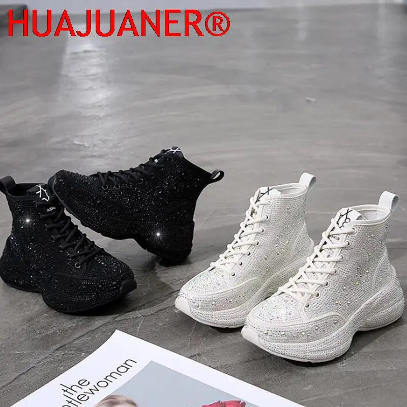 2025 Shiny Rhinestones Thick Sole Autumn Winter Short Ankle Women Boots Women's Shoes for Woman Booties Boots for Women.