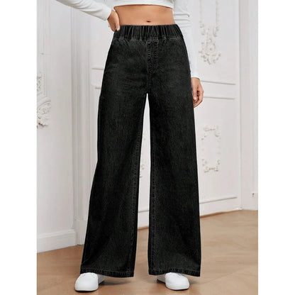 High Waist Wide Leg Loose Fit Straight Jeans Women's Summer New Style Vintage Drape Cross-Border Long Jeans.