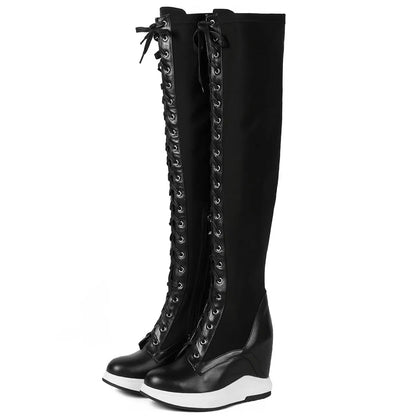 High Heel Pumps Plus Size 45 Shoes Women Big Size 46 Genuine Leather Wedges Over The Knee Boots Stretch Fabric Fashion Sneakers.