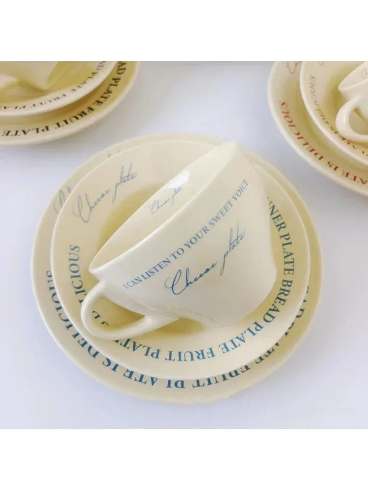 Ceramic Cup and Saucer Coffee Cup Set Milk Mug Dessert Plate Teaware Afternoon Tea Cup Drinkware Drinking Utensil Birthday Gift.