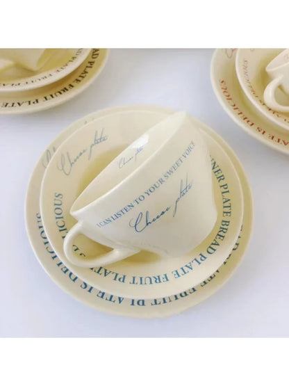 Ceramic Cup and Saucer Coffee Cup Set Milk Mug Dessert Plate Teaware Afternoon Tea Cup Drinkware Drinking Utensil Birthday Gift.