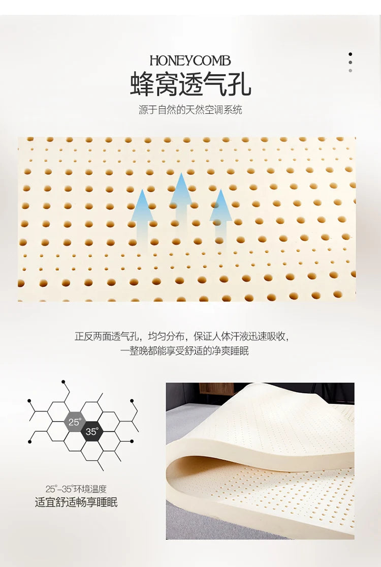 100 % Thailand-Matratze aus Naturlatex mit Bezug, Matratze aus natürlichem reinem Gummi, Oberseite aus Latex, roh, flüssig, verdickt, für Zuhause, Bettkissenmatte