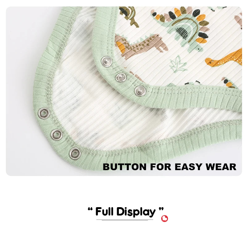 Kiddiezoom 3-teiliges modisches Sommer-Kurzarm-Cartoon-Baby-Body aus Baumwolle für Neugeborene, Jungen und Mädchen.