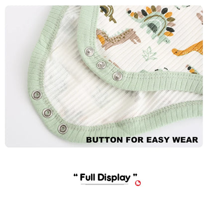 Kiddiezoom 3-teiliges modisches Sommer-Kurzarm-Cartoon-Baby-Body aus Baumwolle für Neugeborene, Jungen und Mädchen.