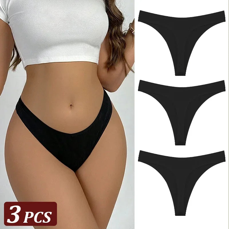 3Pcs/Set Seamless Thong Cotton Women Thin Strap Low Waist High Flexibility Panty Sexy Underwear Ladies Briefs T-back Soft Women