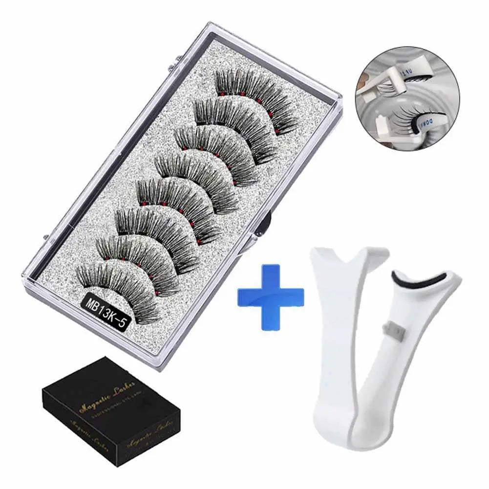 3D Natural Magnetic Eyelashes,With 5 Magnetic Lashes Shipping Box Eyelashes Handmade False Gift Reusable Support Drop Magne T6N2.