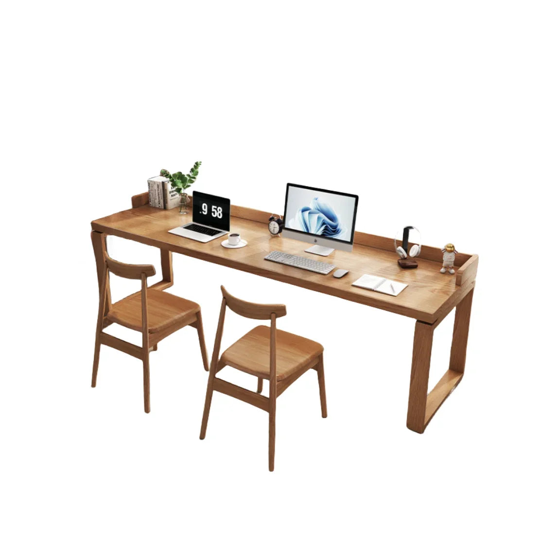 Solid wood double desk against the wall Long table Household simple modern student writing desk Study table Office computer desk