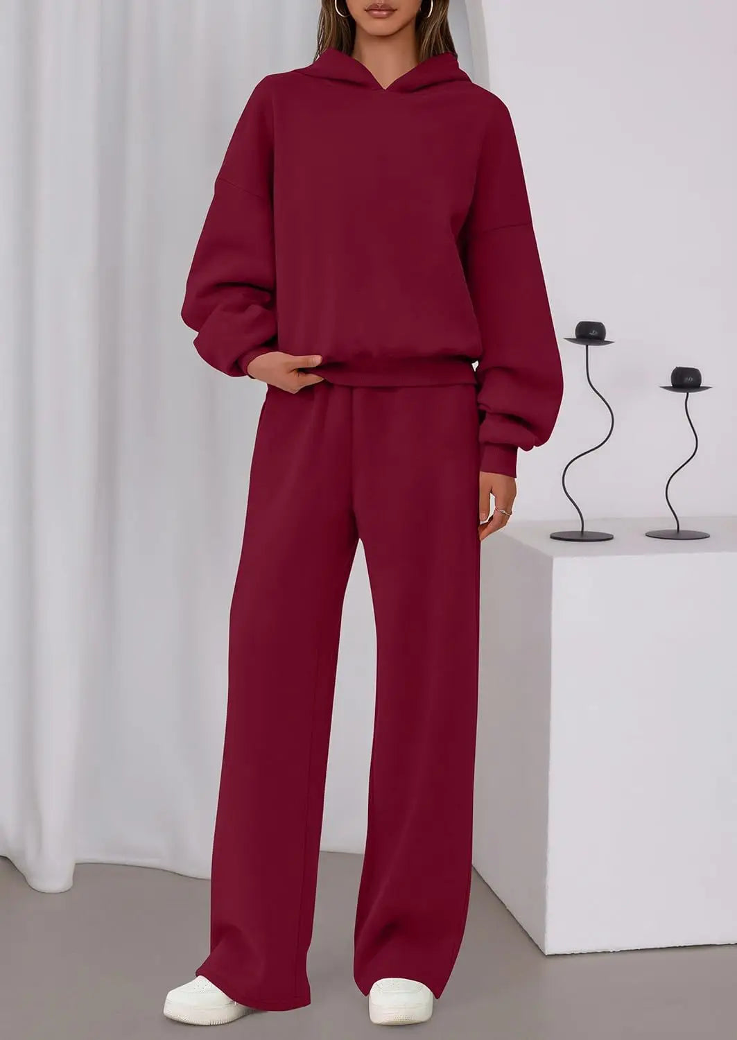 Sport Stil Lose Anzug Herbst Winter Vielseitige frauen Lange-ärmeln Pullover Sweatshirt Sport Breite bein Hosen Zwei-stück Set