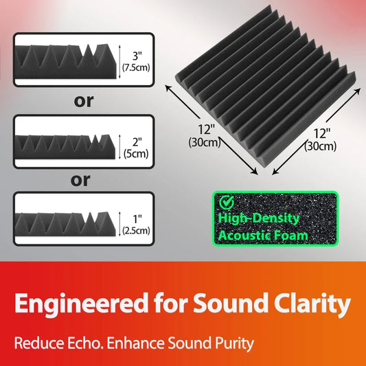 TOUO Sound-Absorbing Foam 6-48 Pcs Acoustic Foam Panels Wall Soundproofing Studio Acoustic Treatment Sound Absorbing Material