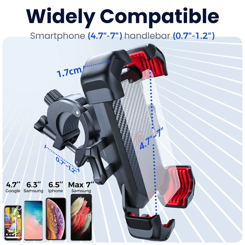 Joyroom Universal Bike Phone Holder 360° View Bicycle Phone Holder for 4.7-7 inch Mobile Phone Stand Shockproof Bracket GPS Clip.