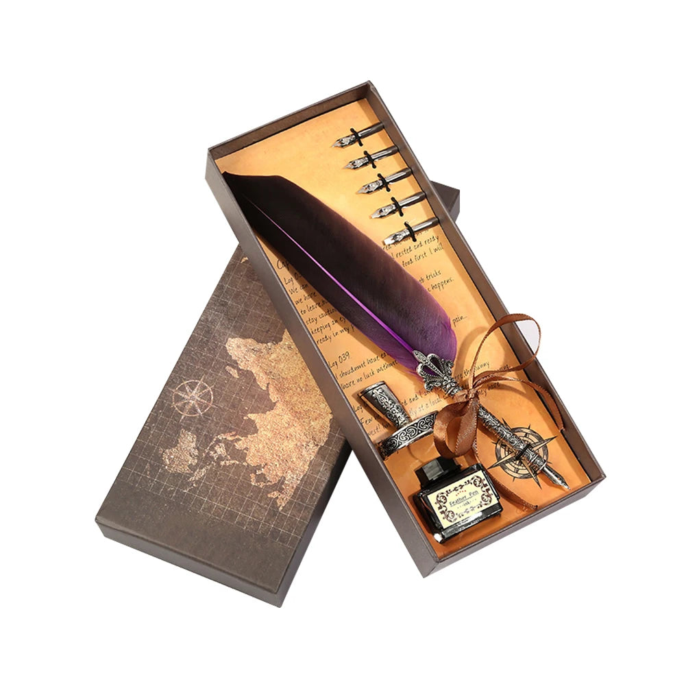 Retro Vintage Kalligraphie Feder Dip Stift Brunnen Stifte Schreiben Tinte Set Kreative Schreibwaren Quill Stift Kunst Liefert Handwerk Geschenke.