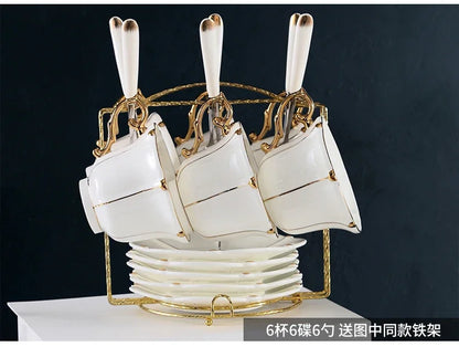 Gold Pearl Bone China Coffee Set British Porcelain Tea Luxury Ceramic Pot Creamer Sugar Bowl Teatime Teapot Cup Mug.