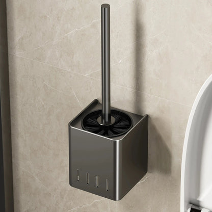 Badezimmer  Toilettenbürstenhalter  Reinigungswerkzeuge  Weltraumaluminium  An der Wand montiert  Kein Bohrer  Vertikal  Klobürste  Badezimmerzubehör