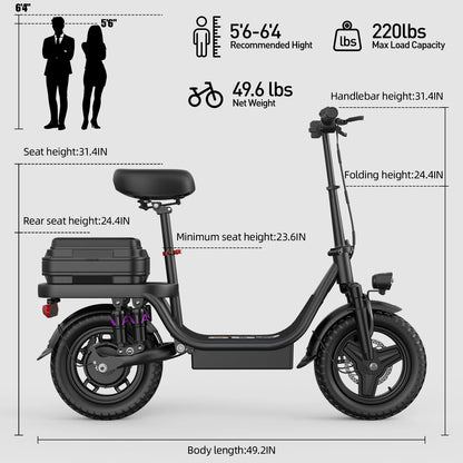 TOOFLY GQ8 Adult Electric Scooter 250W 48V15AH Foldable E-scooter  Inch Vacuum Tires City Commuter Electric Scooter.