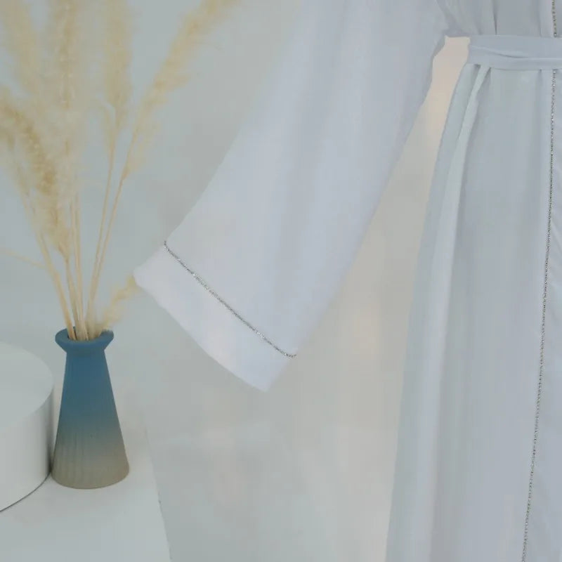 2024 Muslim Modest Cardigan for Women Eid Arab Abaya Dubai Dress Islamic Daily Long Sleeve Clothing Turkey Solid Color Coat Robe