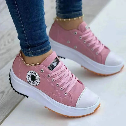 Shoes for Women Classic White Canvas Sneakers Fashion Platform Women Casual shoes High Quality Lace-Up Feamle Tennis Shoes 35-43.