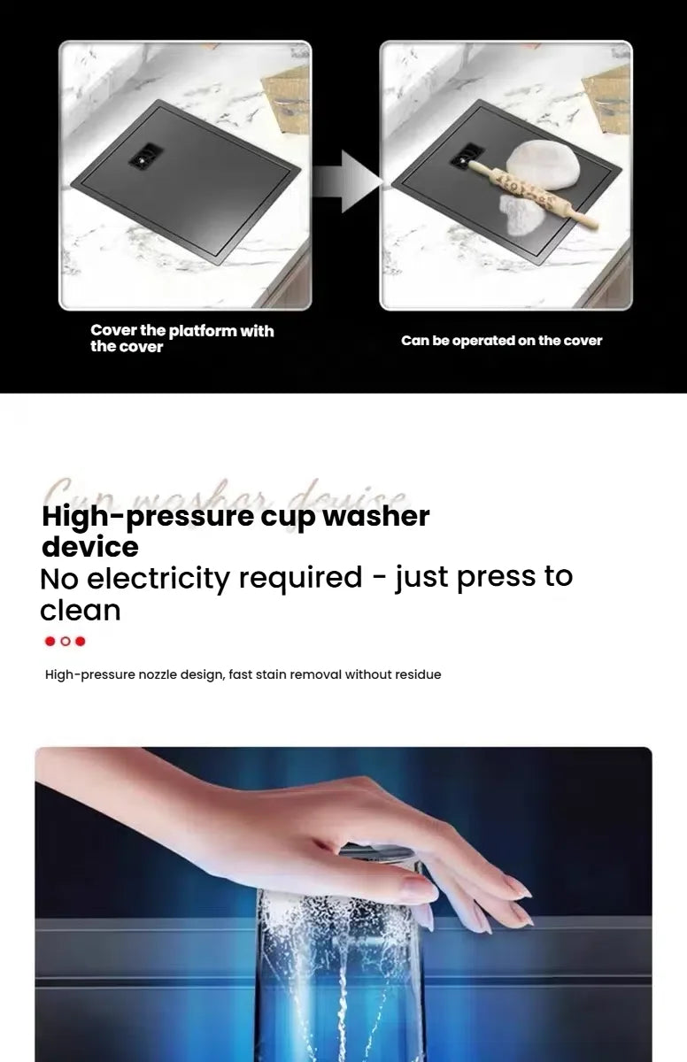 Stainless Steel Small Hidden Kitchen Sink Household Bar Wash Vegetable Basin Mini Single Slot With Cover Plate Cup Washer