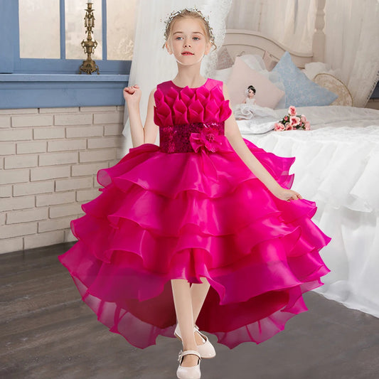 Blumen junge Kuchen flauschigen Design Mädchen Schwanz flauschige Prinzessin Kleid perfekt für Party und Bankett Kleider im Alter von 4-12