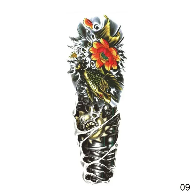 16 Designs Full Arm Temporary Tattoo Sleeve Waterproof Tattoos For Cool Men Women Tattoos Stickers On The Body Art #272596