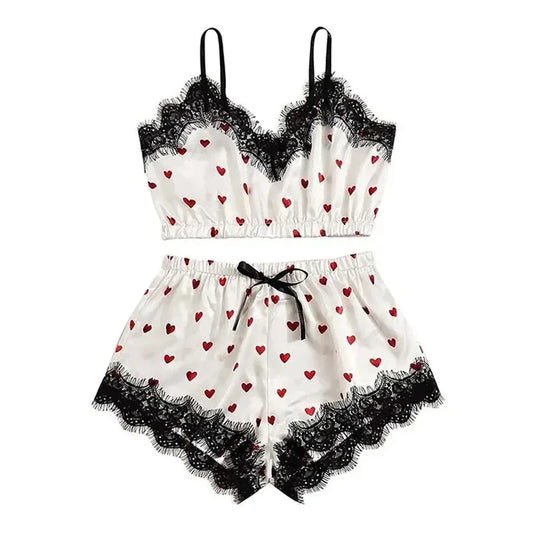 2PCS Pyjama Anzug Frauen Mode V-ausschnitt Stretch Satin Spitze Sexy Dessous Bowknot Pyjamas Schlaf Shorts Set Nachtwäsche Sling Set neue