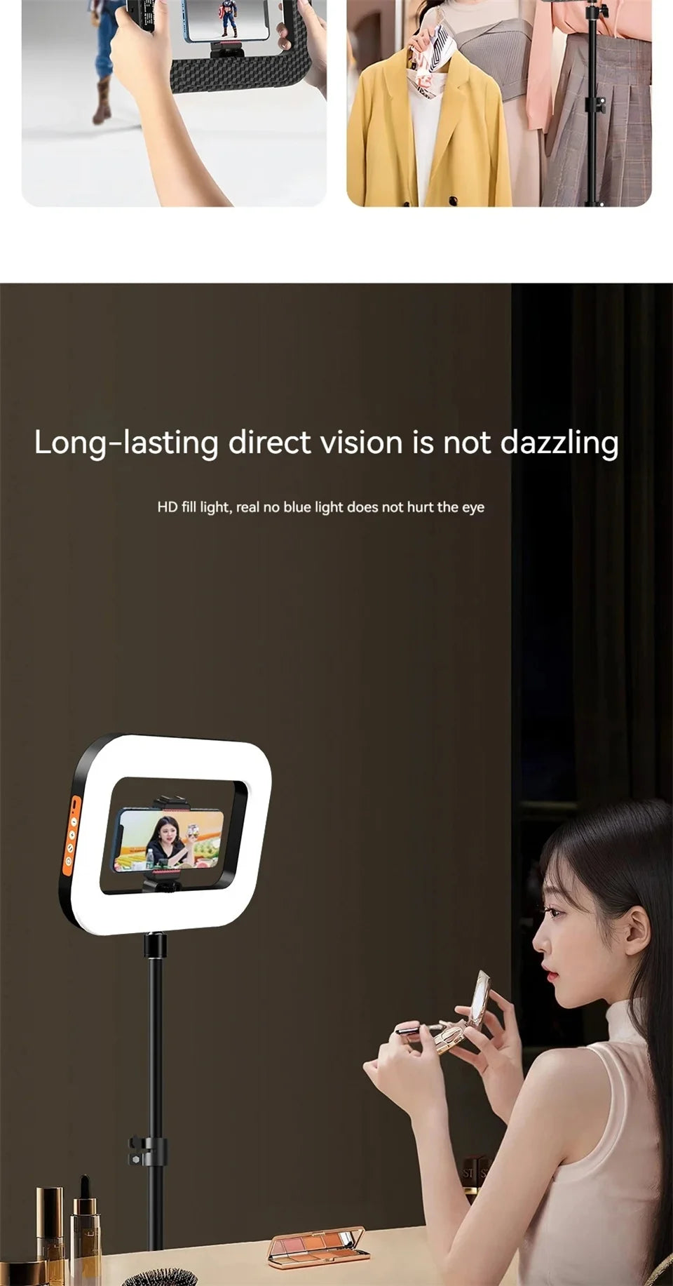 FANGTUOSI New Handheld Ring LED Rechargeable Fill light Portable Mobile Phone Live Photography Desktop Rabbit Cage Selfie Light.