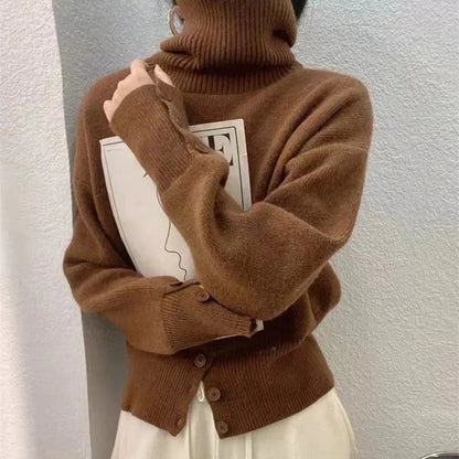 Turtleneck Pullover Sweater Women Knitted Shirts Autumn Winter Female Fashion Long Sleeve Elastic Casual Sweaters Tops Knitwear.