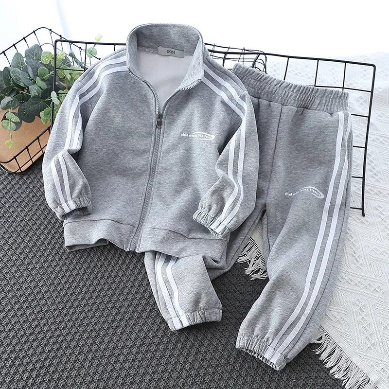 School Uniform Children's Sport Clothing Sets Boys Tracksuit Spring Stripe Kids Sweatshirt Pants 2Pcs For Age 2-10 Years Wear.